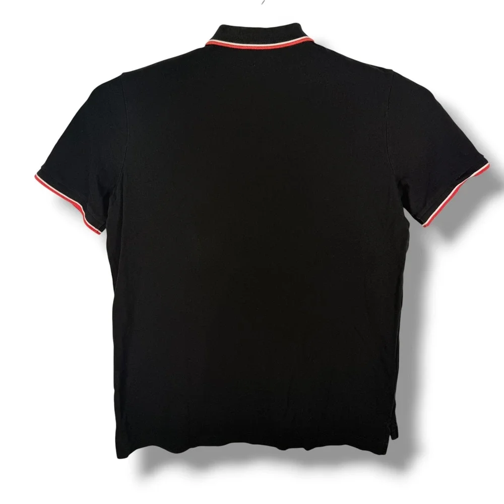 Polo Ralph Lauren Polo Shirt Mens L Black Classic Fit Cotton Contrast Trim Pony